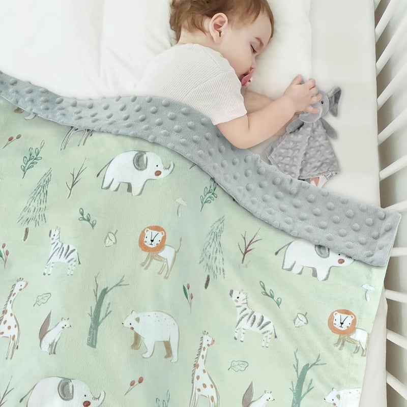 BORITAR Baby Blanket for Boy Girls Soft Lightweight Minky Blanket with Double Layer Dotted Fleece Backing for Toddler Infant Newborn with Lovely Woodland Animal Design, 30 x 40 Inch - Image 2